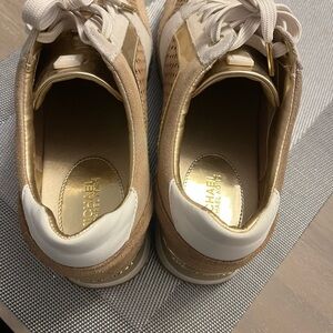 Michael Kors Gold and White Sneakers